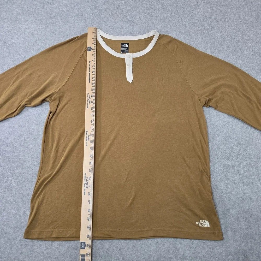 The North Face Shirt Mens XL Brown FlashDry Long Sleeve Henley Performance Top